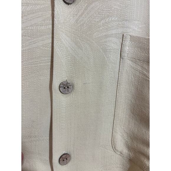 Paradise Blue Men 2X Yellow Silk Hawaiian Button Down Vacation Beach Relaxed - Picture 5 of 8